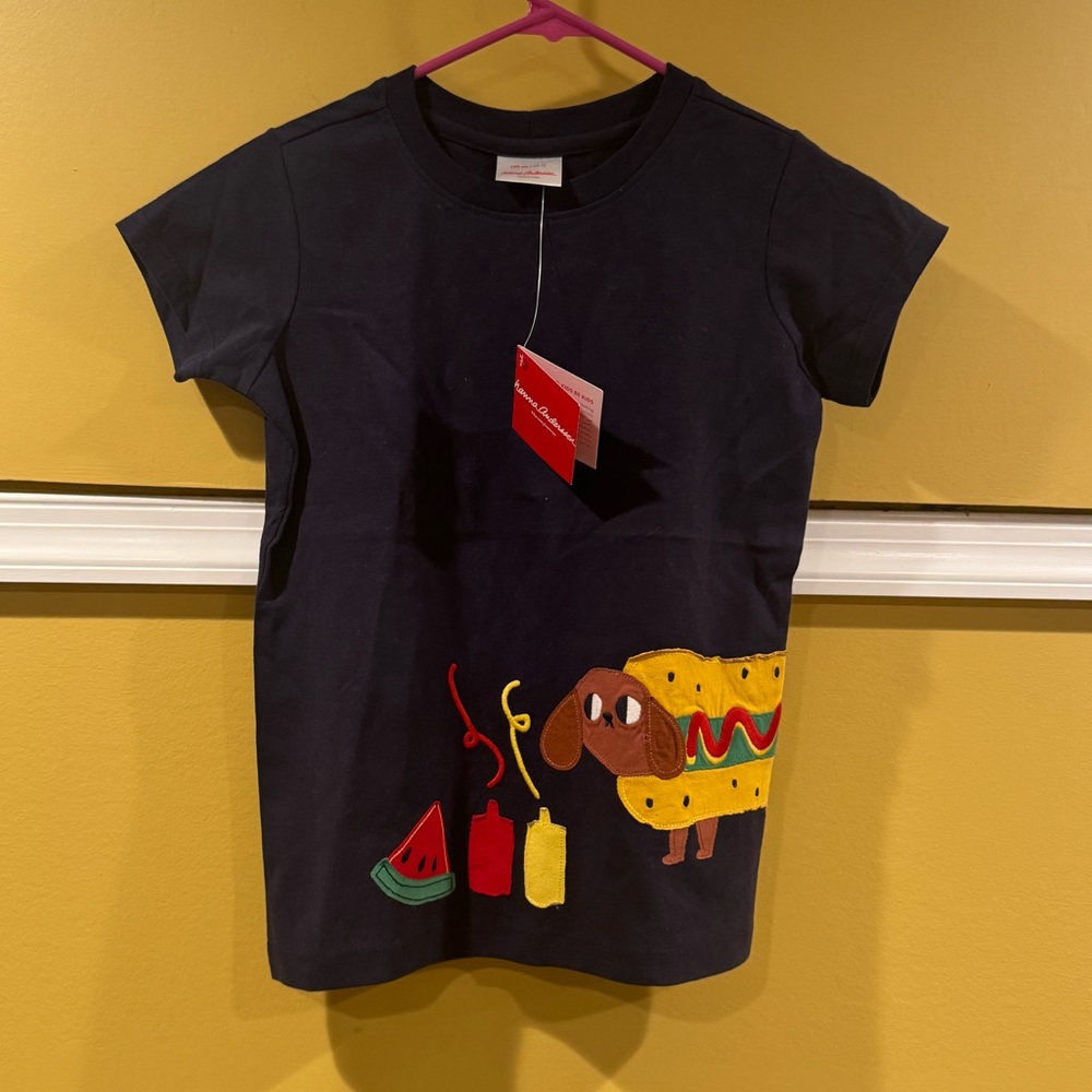 Super cute Hanna Andersson hot dog tshirt NWT size 140 / 10 Summer dachshund